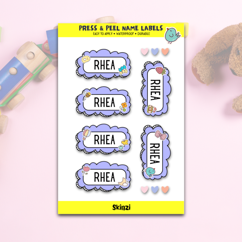 Pastel Bird | Custom Press & Peel Name Labels for Kids